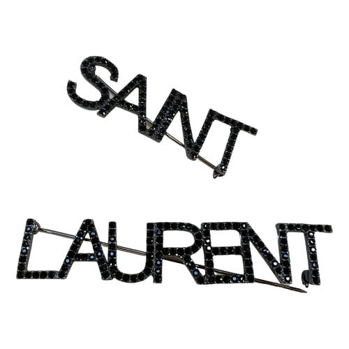 Pre-owned Saint Laurent Monogramme Pin & Brooche In Black