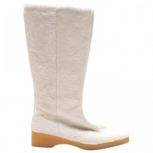 Pre-owned Ferragamo Leather Boots In White