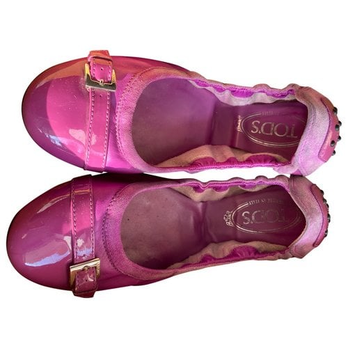 Pre-owned Tod's Leather Ballet Flats In Purple