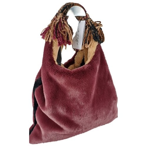 Pre-owned Anita Bilardi Faux Fur Handbag In Burgundy