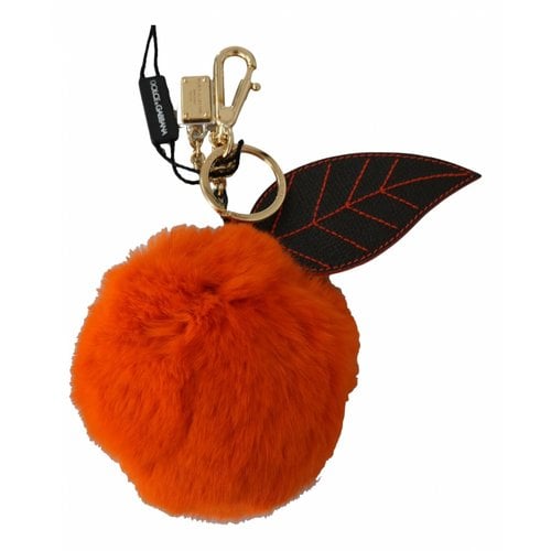 Pre-owned Dolce & Gabbana Leather Key Ring In Orange