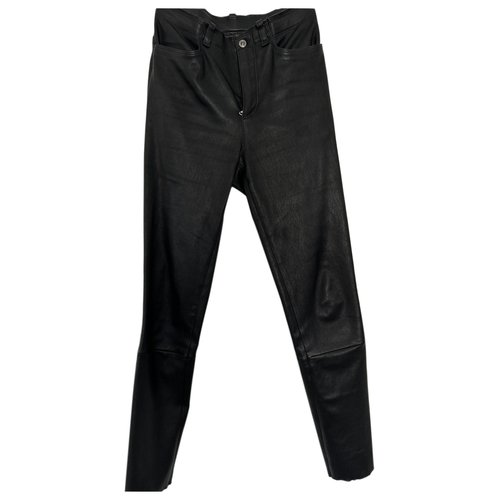 Pre-owned Stouls Leather Slim Pants In Black