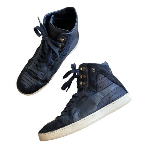 Pre-owned Alexander Mcqueen Leather Trainers In Black