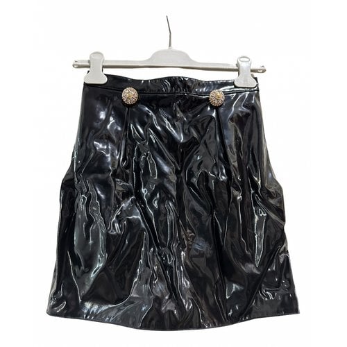 Pre-owned Versace Leather Mini Skirt In Black