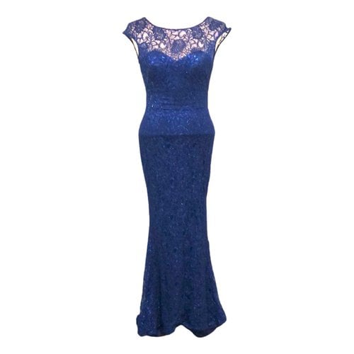 Pre-owned Theia Lace Maxi Dress In Blue