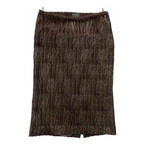 Pre-owned Fendi Wool Mid-length Skirt In Khaki