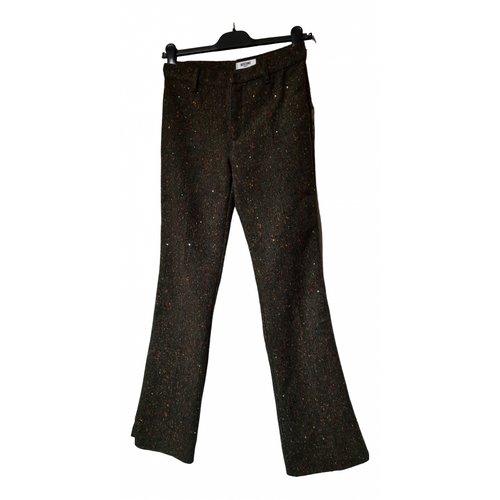 Pre-owned Moschino Wool Straight Pants In Green