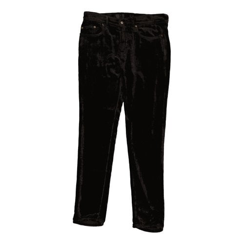 Pre-owned Saint Laurent Velvet Straight Pants In Black