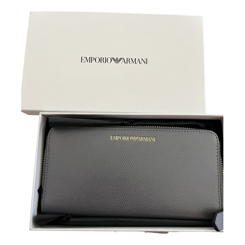 Pre-owned Emporio Armani Leather Wallet In Grey