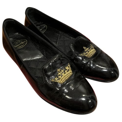 Pre-owned Church's Patent Leather Flats In Black