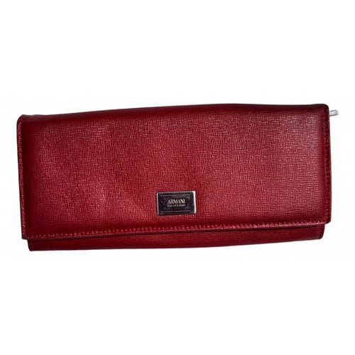 Pre-owned Armani Collezioni Leather Wallet In Red