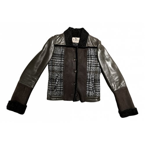 Pre-owned Etro Leather Jacket In Brown