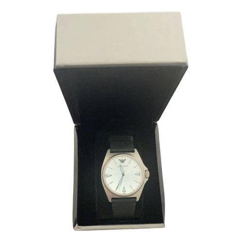 Pre-owned Emporio Armani Silver Watch In White