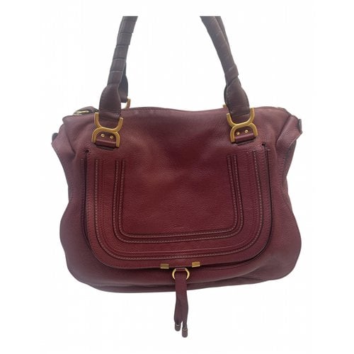 Pre-owned Chloé Marcie Leather Handbag In Burgundy