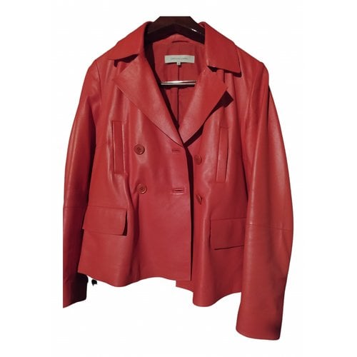 Pre-owned Gerard Darel Leather Short Vest In Red