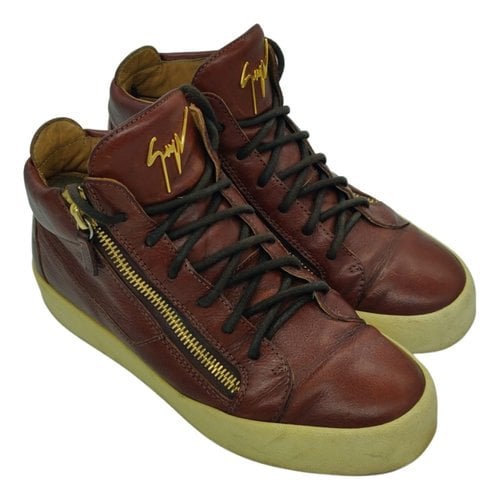 Pre-owned Giuseppe Zanotti Coby Leather High Trainers In Brown
