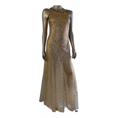 Pre-owned Oscar De La Renta Glitter Maxi Dress In Gold