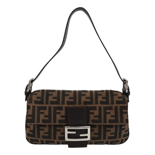 Pre-owned Fendi Baguette Cloth Handbag In Brown