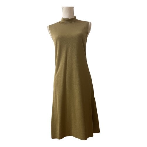 Pre-owned Max Mara Wool Mid-length Dress In Gold