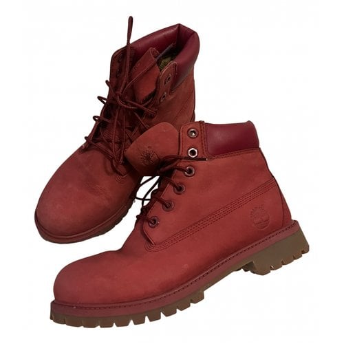 Pre-owned Timberland Leather Ankle Boots In Red