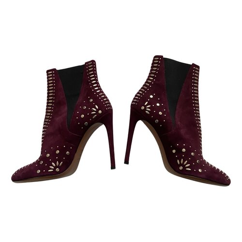 Pre-owned Alaïa Ankle Boots In Burgundy