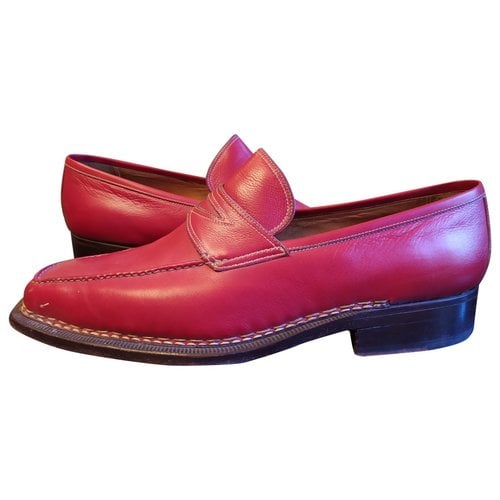 Pre-owned Sutor Mantellassi Leather Flats In Red