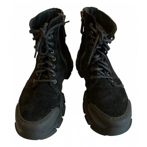 Pre-owned Aquatalia Lace Up Boots In Black