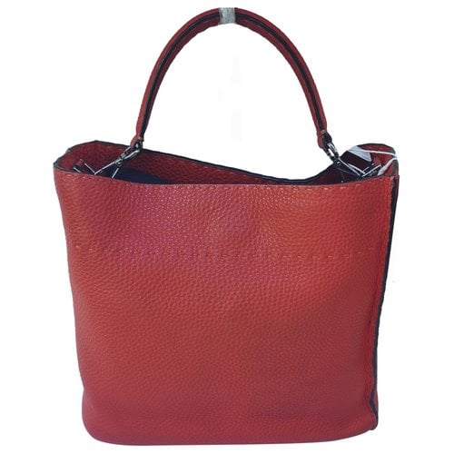 Pre-owned Fendi Anna Selleria Leather Tote In Red