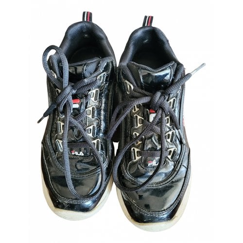 Pre-owned Fila Patent Leather Trainers In Black