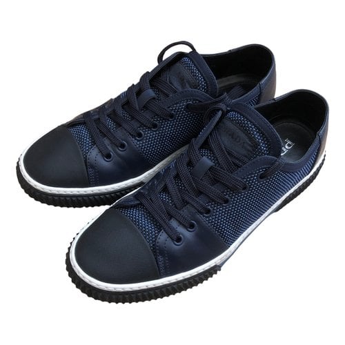 Pre-owned Prada Leather Low Trainers In Blue