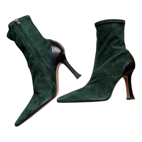 Pre-owned Celine Madame Ankle Boots In Green
