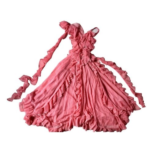 Pre-owned Alexander Mcqueen Silk Maxi Dress In Pink