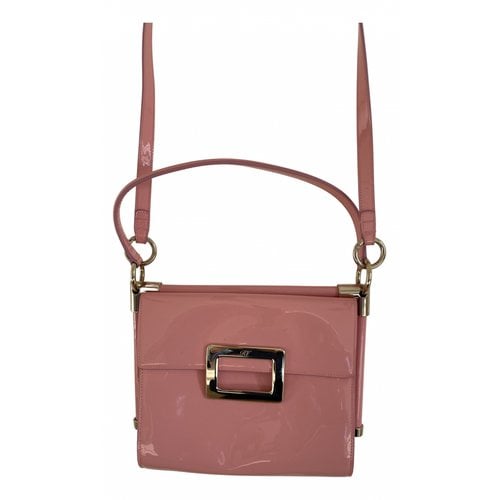 Pre-owned Roger Vivier Mini Sac Viv Sellier Patent Leather Handbag In Pink
