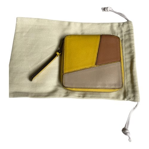 Pre-owned Loewe Puzzle Leather Wallet In Yellow