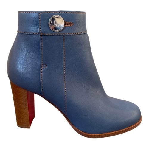Pre-owned Christian Louboutin Leather Ankle Boots In Blue