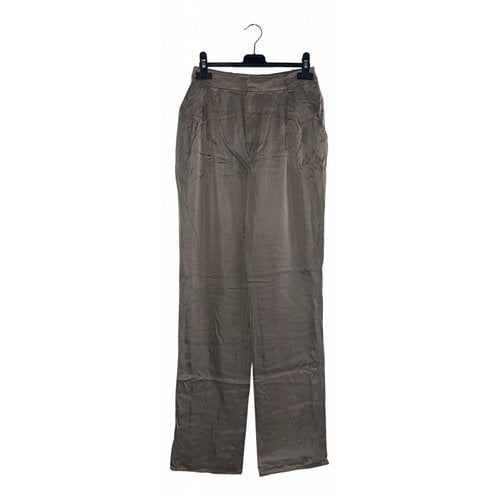 Pre-owned Valentino Silk Straight Pants In Grey