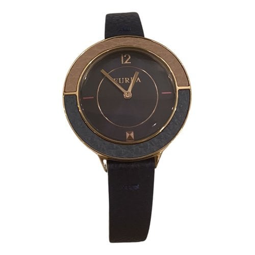 Pre-owned Furla Pink Gold Watch In Navy