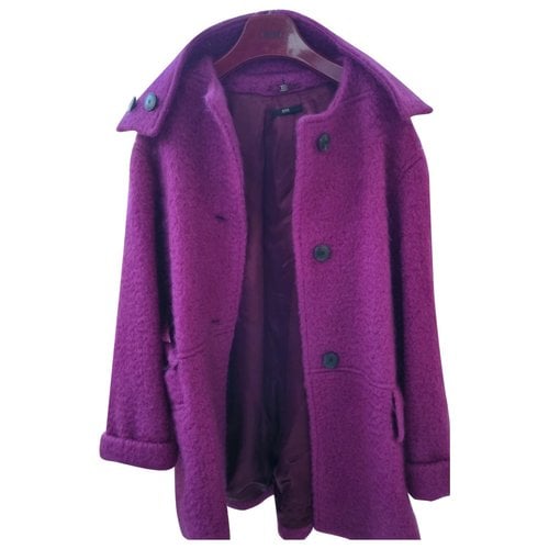 Pre-owned Hugo Boss Wool Coat In Purple