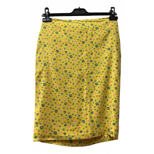 Pre-owned Versace Silk Mid-length Skirt In Yellow
