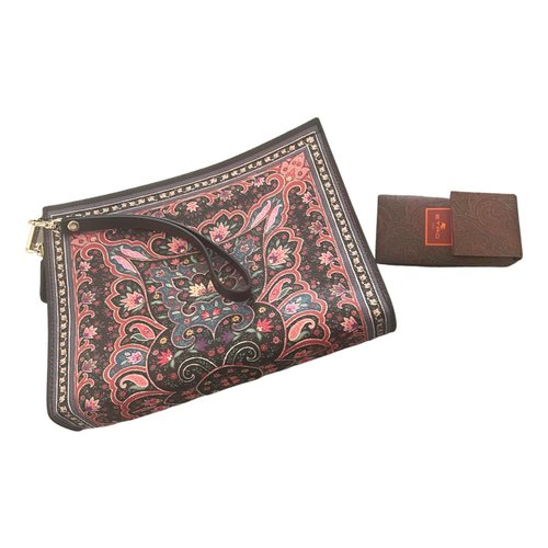 Pre-owned Etro Leather Clutch Bag In Multicolour