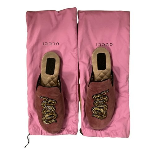 Pre-owned Gucci Velvet Sandals In Pink