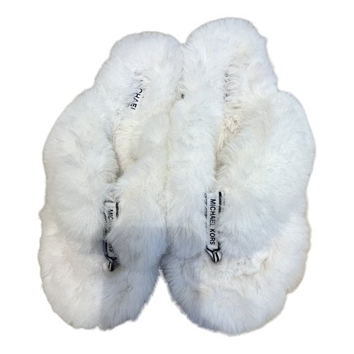 Pre-owned Michael Kors Faux Fur Sandals In White