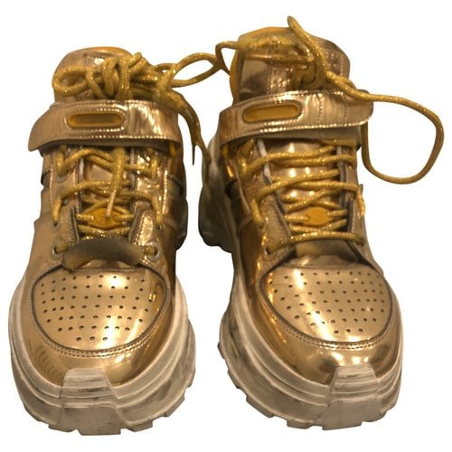 Pre-owned Maison Margiela Patent Leather Trainers In Gold