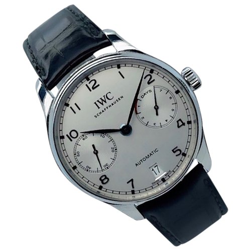 Pre-owned Iwc Schaffhausen Portugaise Watch In Silver