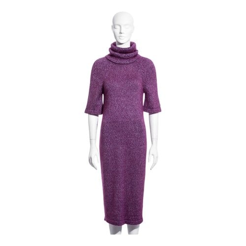Pre-owned Chanel Silk Mid-length Dress In Purple