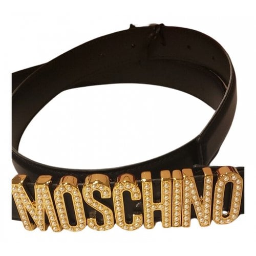 Pre-owned Moschino Leather Belt In Black