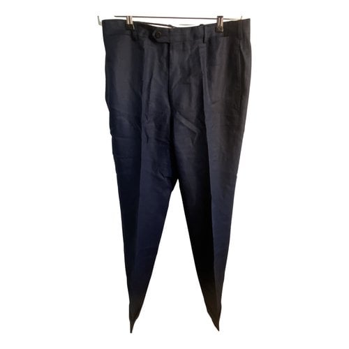 Pre-owned Kiton Wool Trousers In Navy