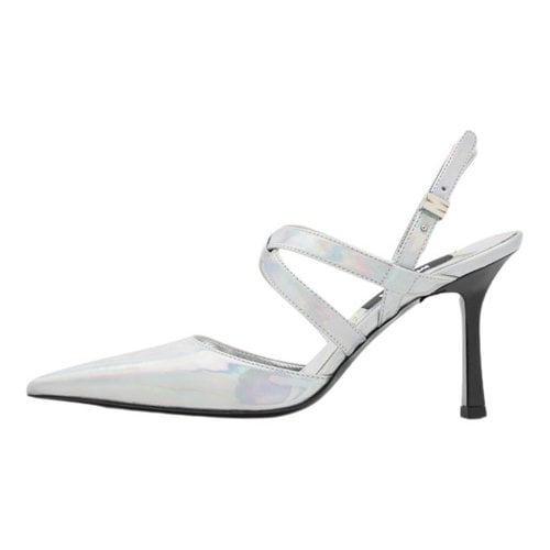 Pre-owned Msgm Leather Heels In Silver