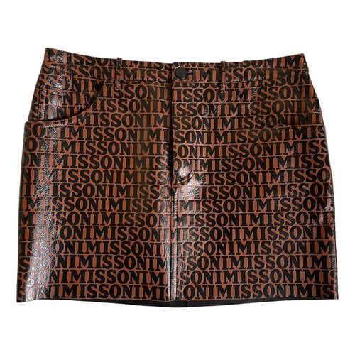 Pre-owned Missoni Leather Mini Skirt In Brown