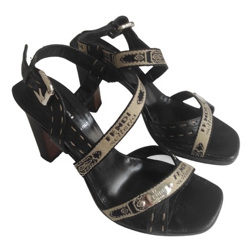 Pre-owned Fendi Leather Sandals In Black